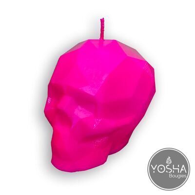 Neon pink skull candle