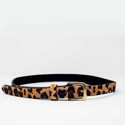 Cinturón fino con estampado de leopardo