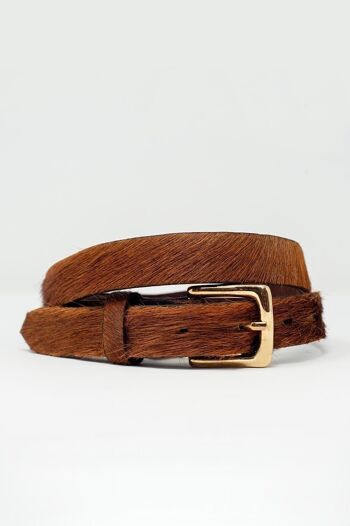 Ceinture fine en fourrure marron 1