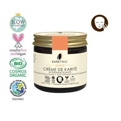 Crème hydramatifiante au karité frais - Pot en verre 50 mL