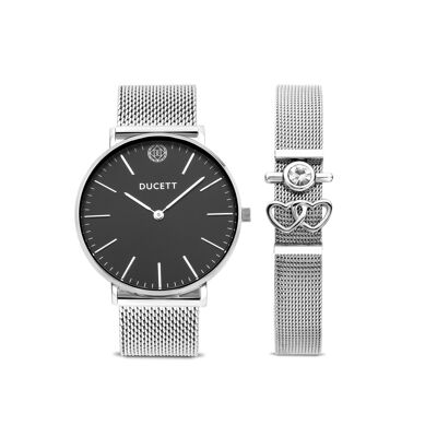 Maille noire + Bracelet maille luxe argent