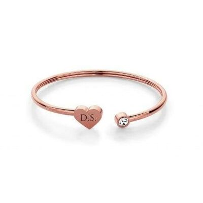 Bracciale rigido cuore oro rosa