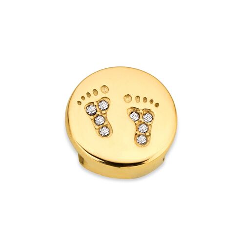 Mesh charm baby feet gold