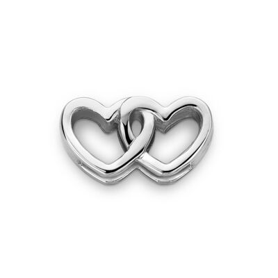 Mesh charm double heart silver