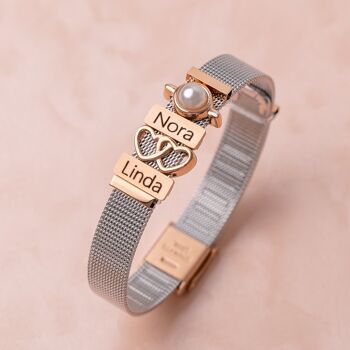 Bracelet maille argent/rose luxe 2