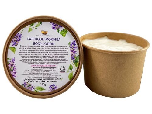 Patchouli Moringa Body Lotion Kraft Paper Tub 250g, Plastic Free