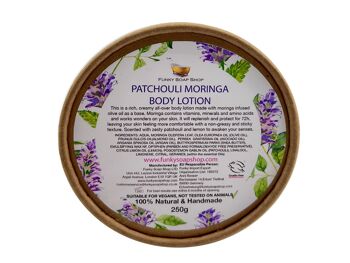 Lotion pour le corps Patchouli Moringa Pot de papier kraft 250g, sans plastique 2