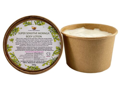 Super Sensitive Moringa Body Lotion, Fragrance Free, Kraft Tub 250g, Plastic Free