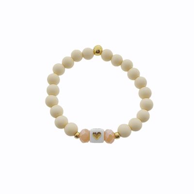 Pulsera Corazón Oro - Blanco