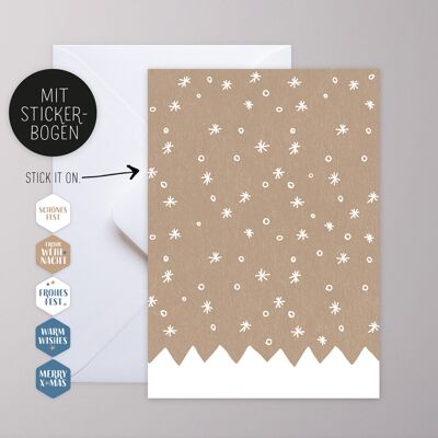 Greeting card with sticker - mountains and snow