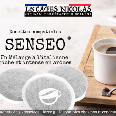 Dosettes Compatibles Senseo® x36  ITALIEN force 9