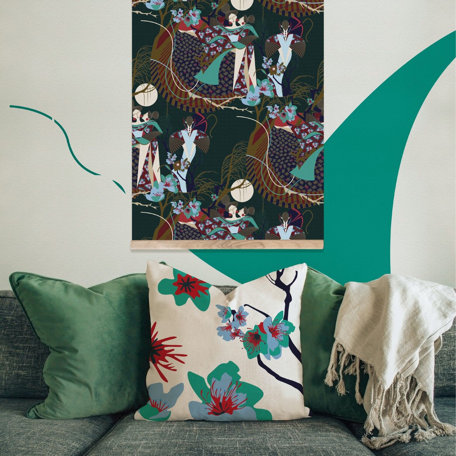 Hausgemachtes Kakemono 50x130cm / Chinesisch