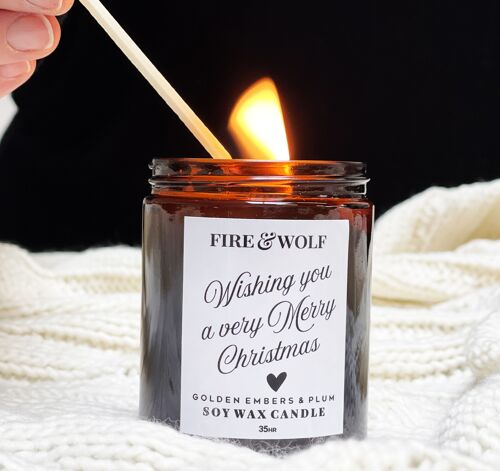 Christmas Candle | Very Merry Christmas | Golden Embers & Plum