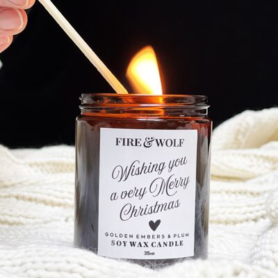 Christmas Candle | Very Merry Christmas | Golden Embers & Plum