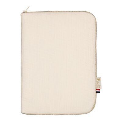 Funda protege cartilla sanitaria gasa de algodón color crudo