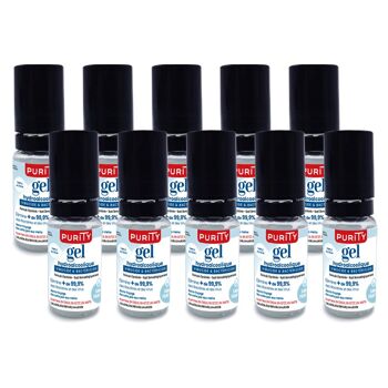 Pack de 10 Mini-flacons de 10ml - Gel Hydroalcoolique Purity 703 - Sans parfum 1