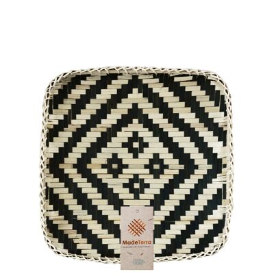 Woven Bamboo Décor Tray-Rectangle Black Square