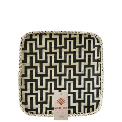 Woven Bamboo Décor Tray-Rectangle Black Snake