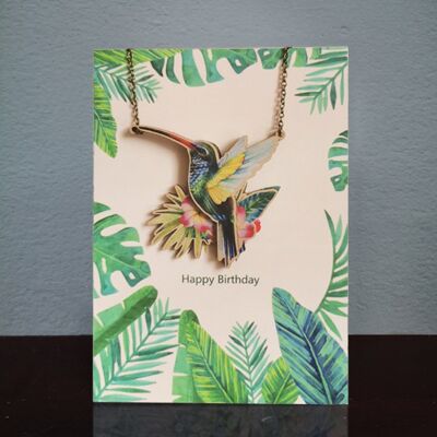 Wooden necklace card