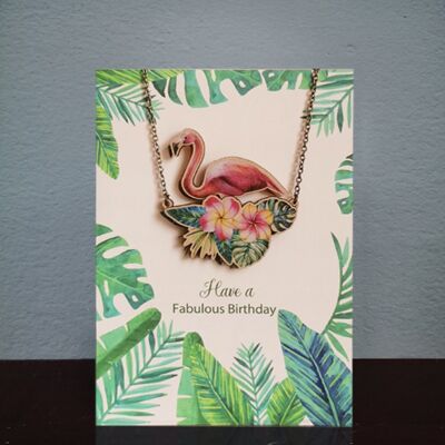 Wooden necklace card