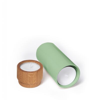 "Akku" Teelichthalter grün - mit 5 Teelichtern zum Nachfüllen integriert
