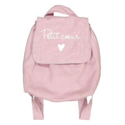 Pink linen backpack "Little heart" small heart symbol