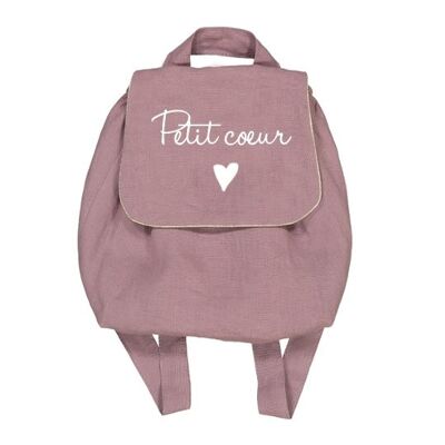 Sac à dos lin mauve "Petit coeur" symbole petit coeur