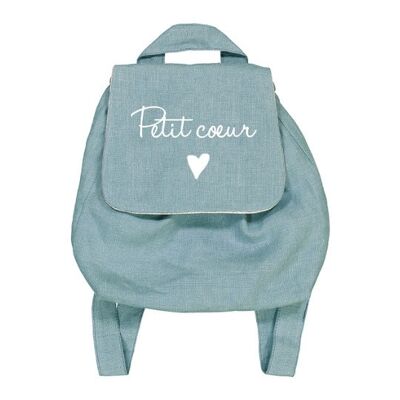 Mochila de lino menta "Corazón pequeño" símbolo de corazoncito