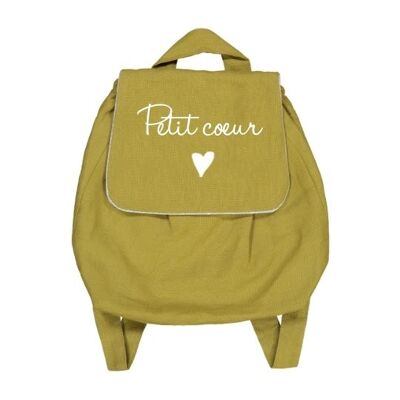 Mustard linen backpack "Little heart" little heart symbol