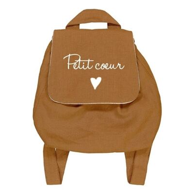 Terracotta linen backpack "Little heart" small heart symbol