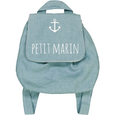 Mint linen backpack "Petit marin" symbol large marine anchor