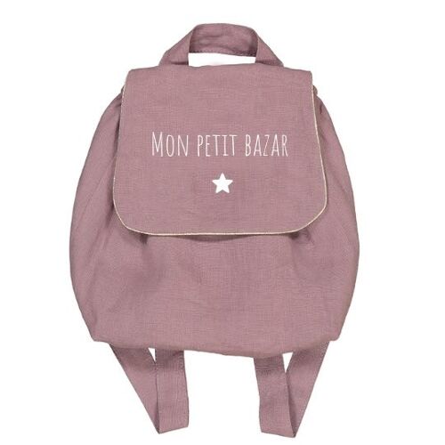 Sac à dos lin mauve "Mon petit bazar" symbole petite étoile