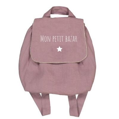 Purple linen backpack "My little bazaar" little star symbol