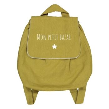 Sac à dos lin moutarde "Mon petit bazar" symbole petite étoile 1