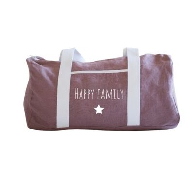 Happy family purple linen weekend bag