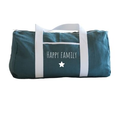 Borsa weekend in lino blu anatra Happy family