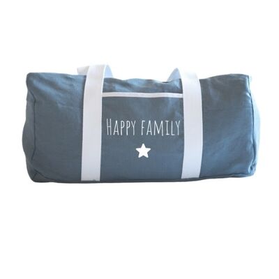 Borsa weekend in lino grigio blu famiglia felice