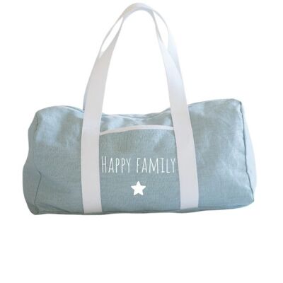 Happy family mint linen weekend bag