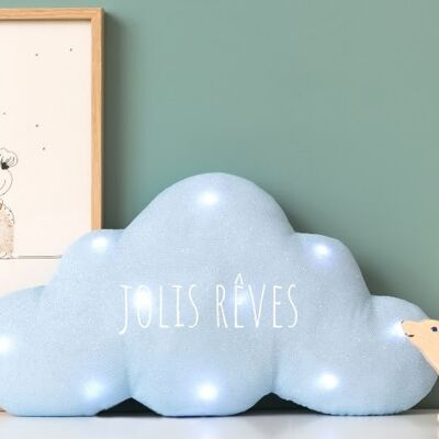 "Pretty dreams" blue glitter cloud musical night light