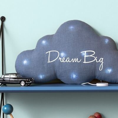 Veilleuse musicale nuage lin bleu grisé "dream big"
