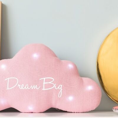 Pink linen cloud musical night light "dream big"