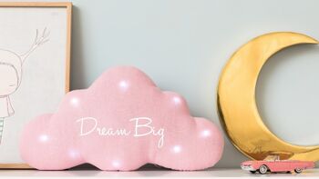 Veilleuse musicale nuage lin rose "dream big"