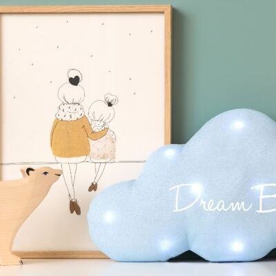 Veilleuse musicale nuage bleu paillette "dream big"