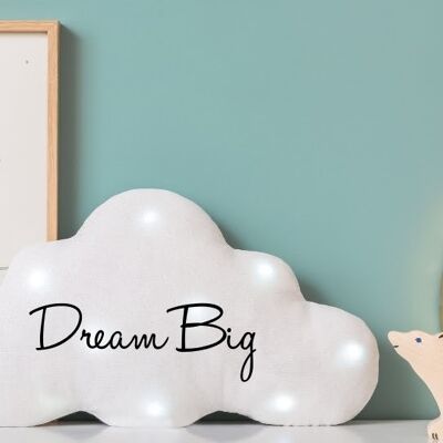 "dream big" white glitter cloud musical night light