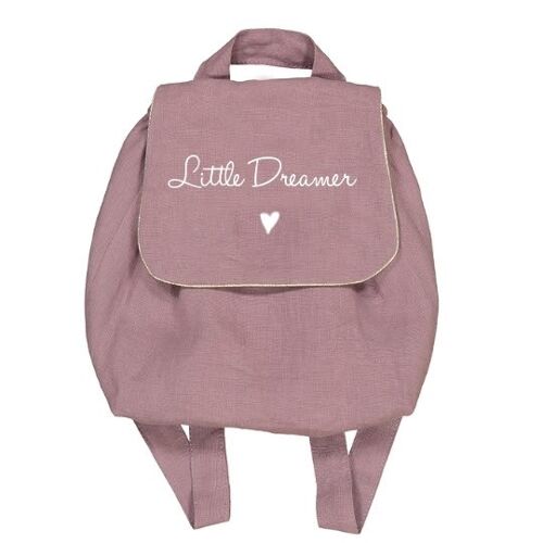 Sac à dos lin mauve "Little dreamer" symbole petit coeur