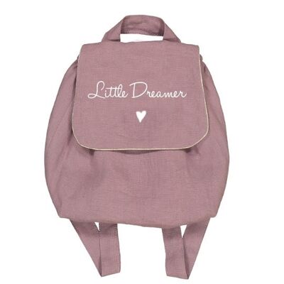 Lila Leinenrucksack "Little Dreamer" kleines Herzsymbol