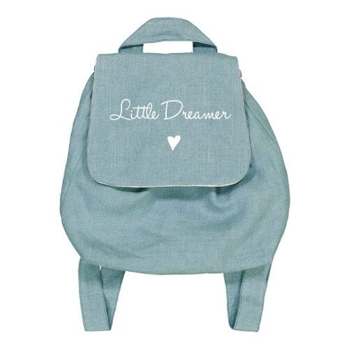 Sac à dos lin menthe "Little dreamer" symbole petit coeur