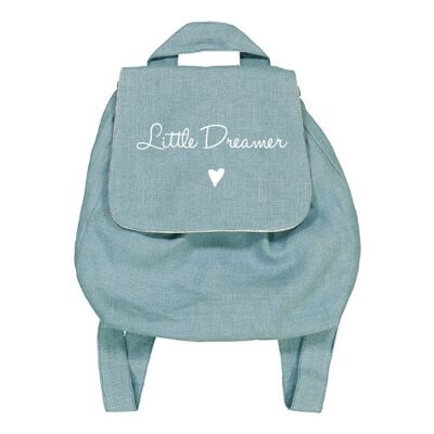Mochila de lino menta "Little dreamer" pequeño símbolo de corazón