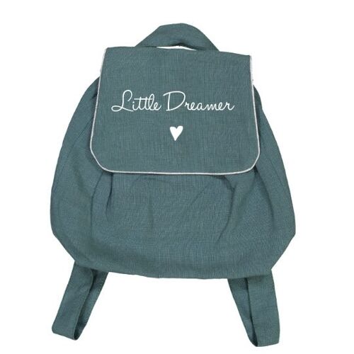 Sac à dos lin bleu canard "Little dreamer" symbole petit coeur