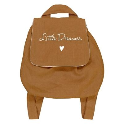 Terracotta linen backpack "Little dreamer" small heart symbol